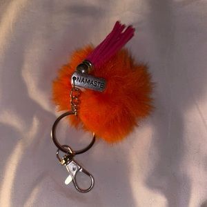 Handmade orange namaste keychain